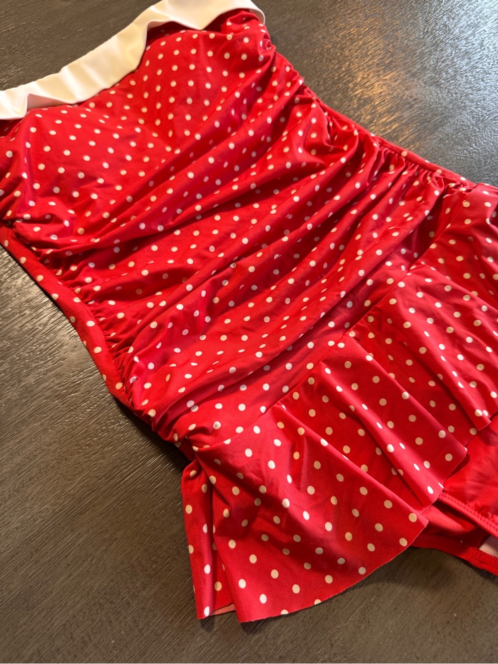 Vintage Ralph Lauren One Piece Polka Dot Swimsuit Mini Skirt 6 Red White - Picture 3 of 11